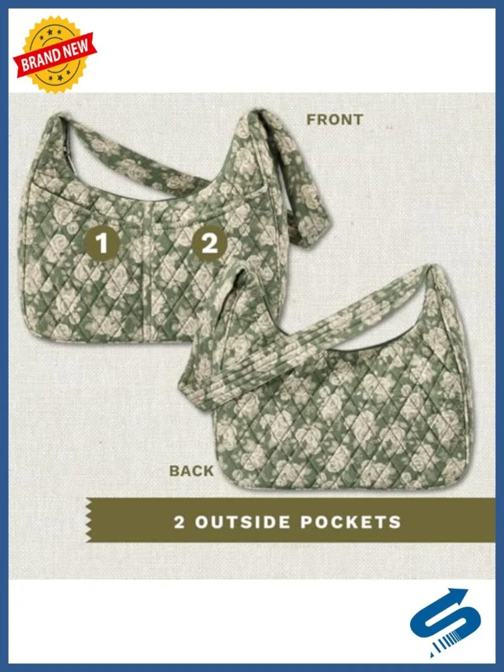 Quilted Hobo Bag for Women | Lightweight Cotton Shoulder Bag with Top Zipper |